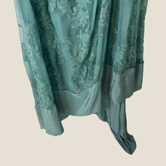 Soft Surroundings Silk Cowl Neck Floral Midi Asymmetrical Sage Dress 2X - Picture 5 of 9